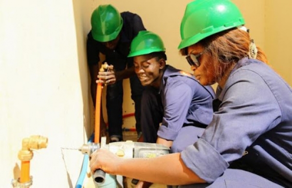 Students undergoing training in a technical college